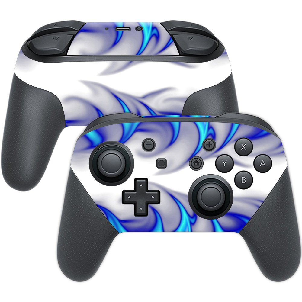 MightySkins Skin Compatible with Nintendo Switch Pro Controller - Blue Fire | Protective, Durable, and Unique Vinyl Decal wrap C