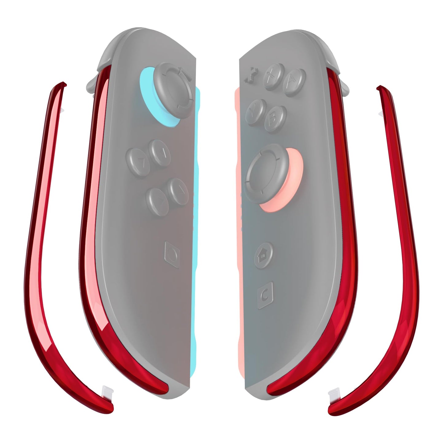 eXtremeRate Replacement Decorative Strips for Joycon 2 Custom DIY Decoration Strip Side Housing Trim Shell with Prying Stick for Nintendo Switch 2 Controller - Chrome Red