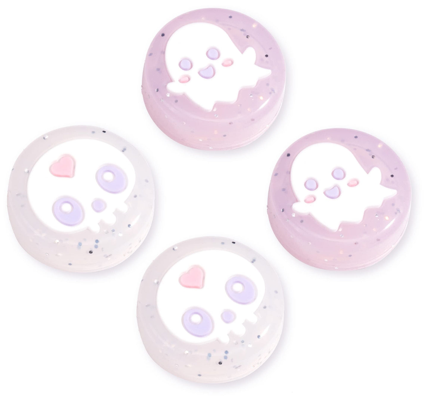 BelugaDesign Ghost Thumb Grips | Halloween Gothic Clear Jelly Glitter Joystick Grip Button Caps | Compatible with Nintendo Switch 1 Standard Lite OLED