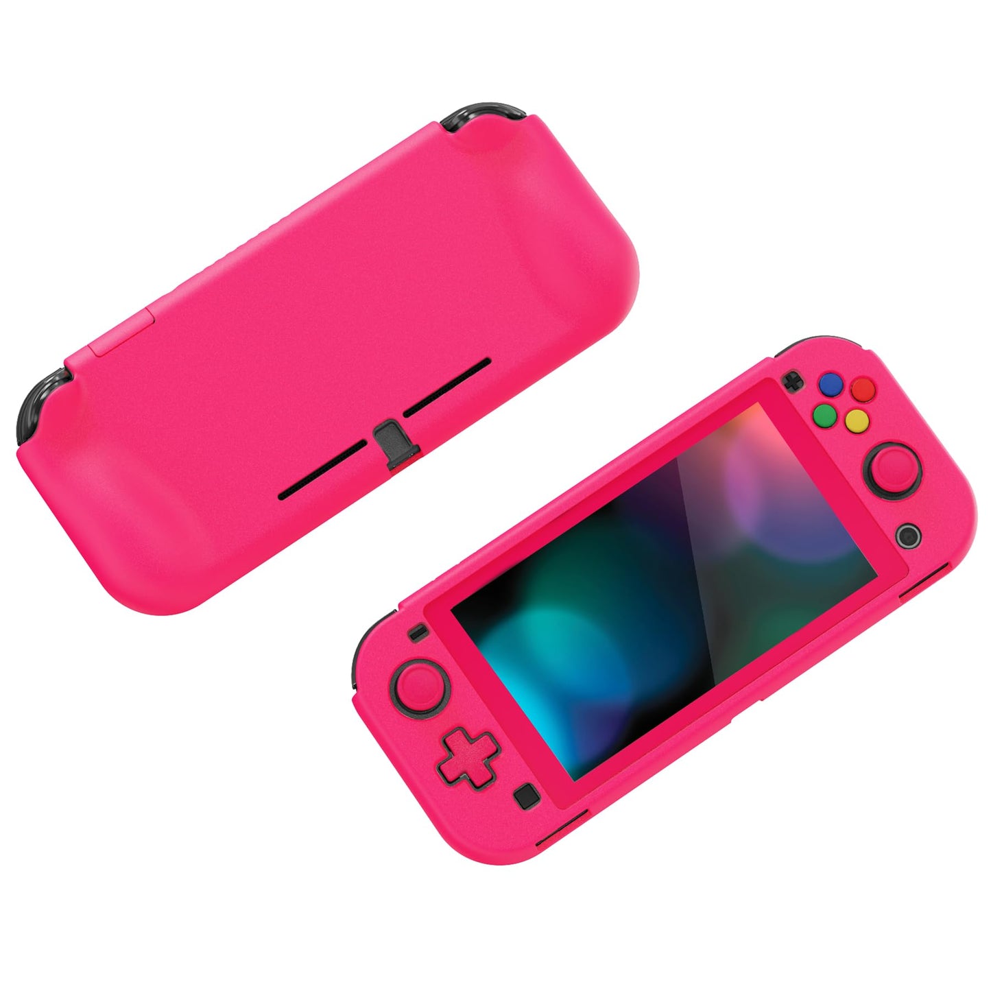 PlayVital ZealProtect Case for Nintendo Switch Lite - Ergonomic Grip, Shock-Absorbent, Anti-Scratch, Bright Pink, Model PSLYP3016