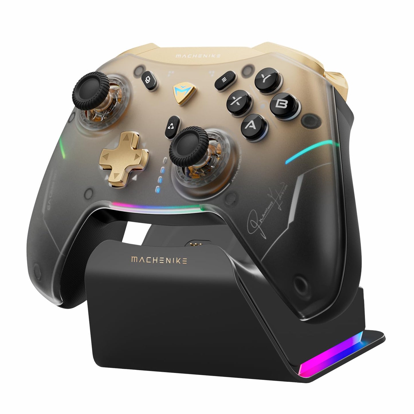 Machenike G5Pro V2 1000HZ Wireless Gaming Controller for NS/PC/iOS/Android with Charging Dock PC Controller With Hot-Swappable Joystick Optical control buttons Optical Micro Switches RGB Backlight