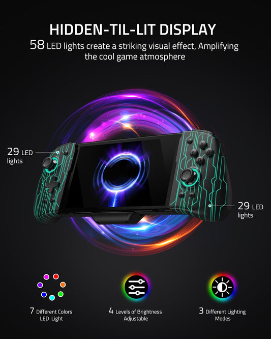 FUNLAB Switch Joypad Controller - Ergonomic Customizable Joycon, 7 LED Colors, Turbo, Black-Mech Cyber Pattern