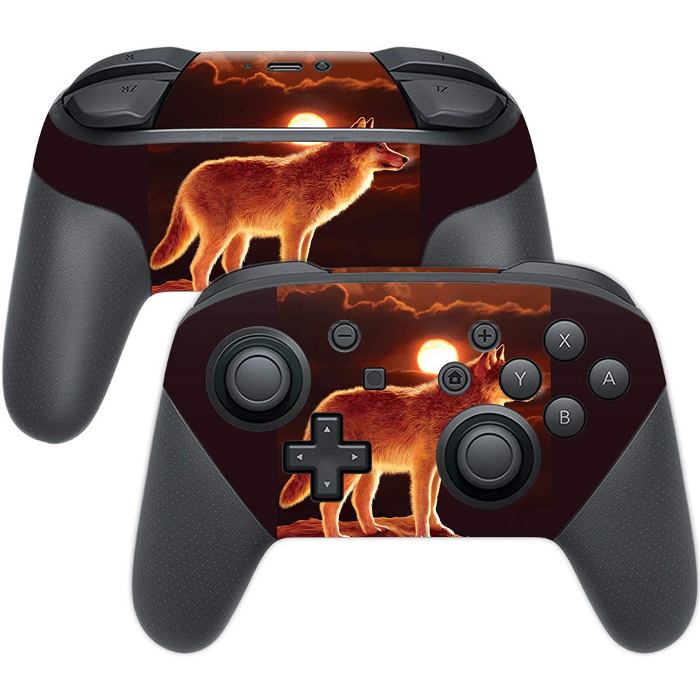 MightySkins Skin Compatible with Nintendo Switch Pro Controller - Sunset Wolf | Protective, Durable, and Unique Vinyl Decal wrap