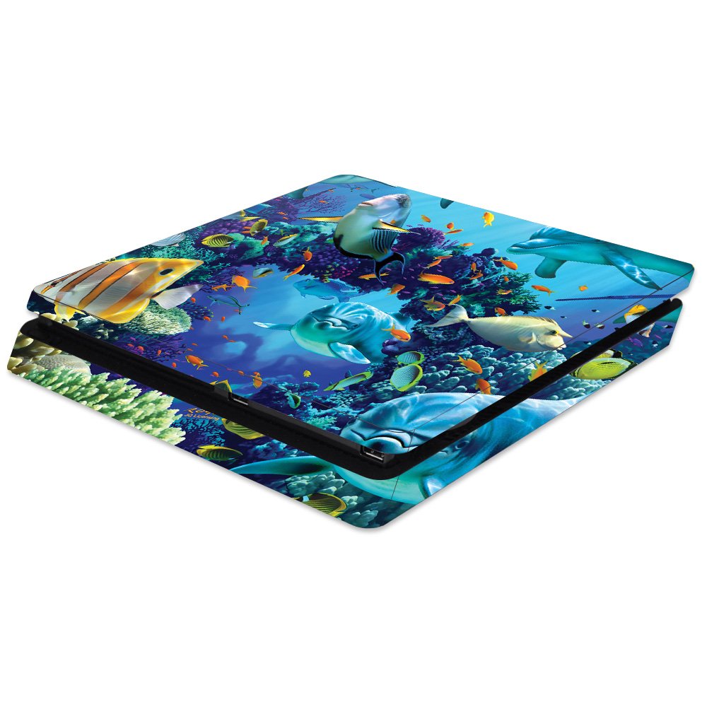 MightySkins Skin Compatible with Sony PS4 Slim Console - Ocean Friends | Protective, Durable, and Unique Vinyl Decal wrap Cover