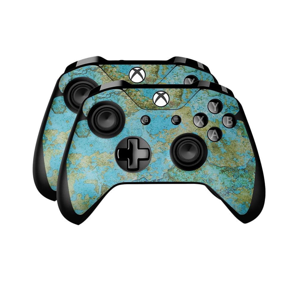 Glossy Glitter Skin Compatible with Microsoft Xbox One Controller (2 Pack) - Teal Marble - Premium 3M Vinyl Protective Wrap Decal Cover - Easy to Apply | Crafted in The USA by MightySkins