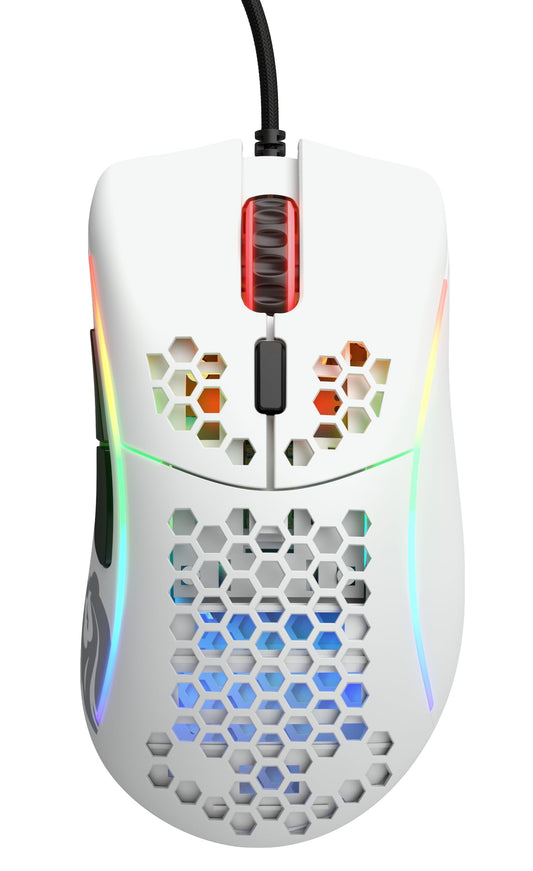 Glorious Model D Gaming Mouse - Wired, Ergonomic, 12000 DPI, Small, Matte White, 6 Programmable Buttons, Genuine Product