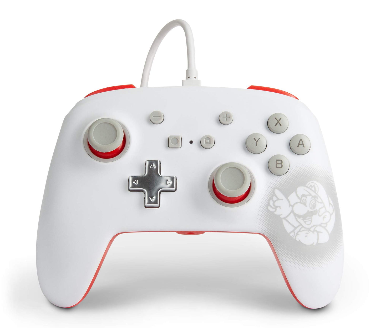 PowerA Enhanced Wired Controller for Nintendo Switch - Mario White, Gamepad, game controller, wired controller, officially licen