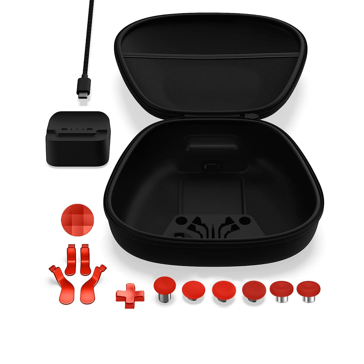 Complete Component Pack Replacement Parts Repair Accessories Kit with Storage Case Charging Dock and Cable 6 Thumbsticks 4 Paddles 2 D-Pads for Xbox One fine design Series 2 and Core Controller