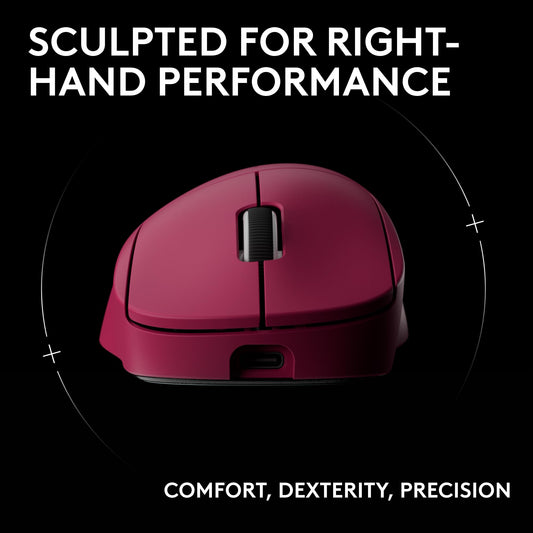 Logitech G PRO X Superlight 2 Wireless Gaming Mouse - 60g, 5 Buttons, 44k DPI, USB-C, Magenta, Model 910-007371
