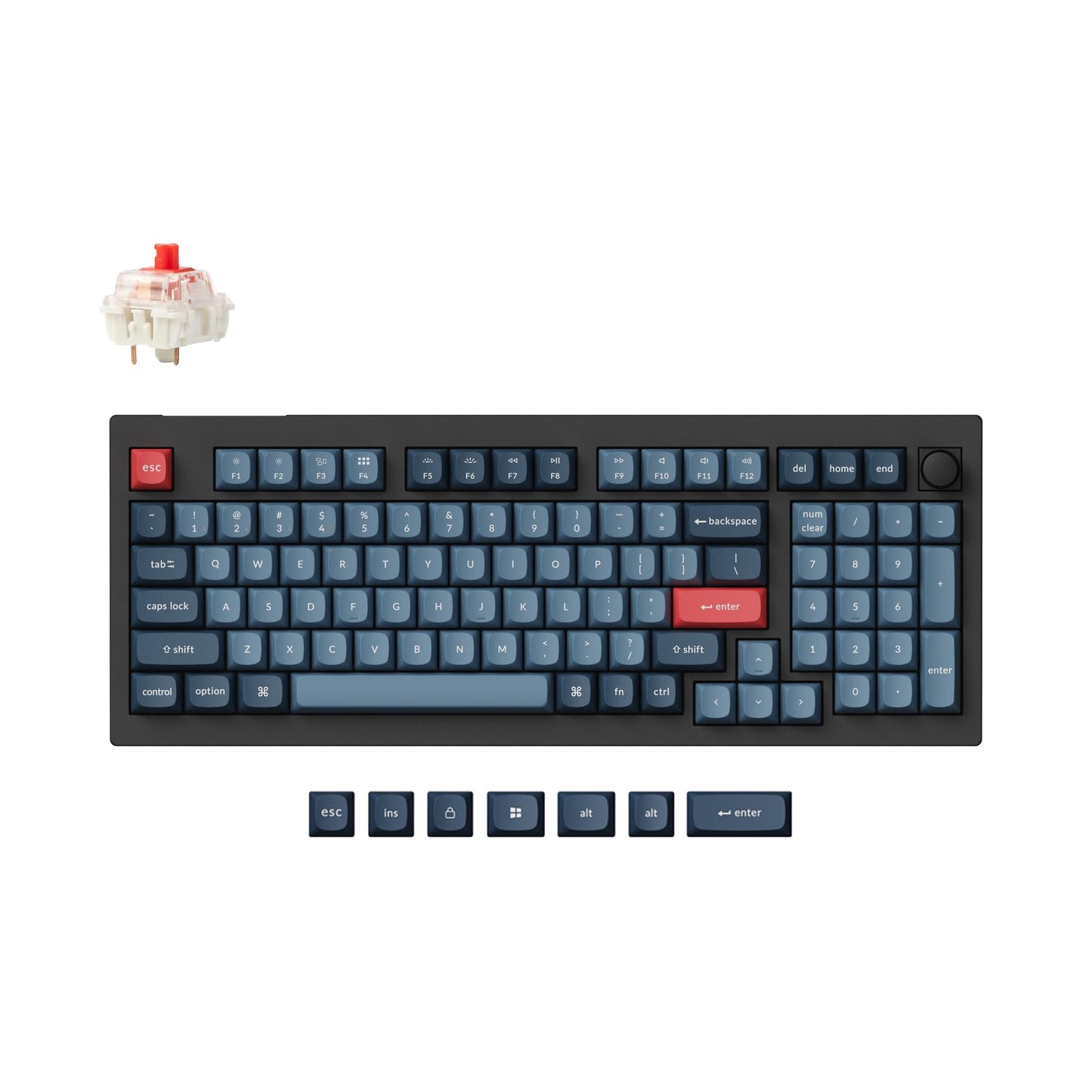 Keychron V5 Max Custom Wireless Mechanical Gaming Keyboard with Number Pad 96% Layout QMK/VIA 2.4 GHz/Bluetooth 5.1/Wired RGB Backlit Hot-Swappable Gateron Red Switch for Mac Windows Linux