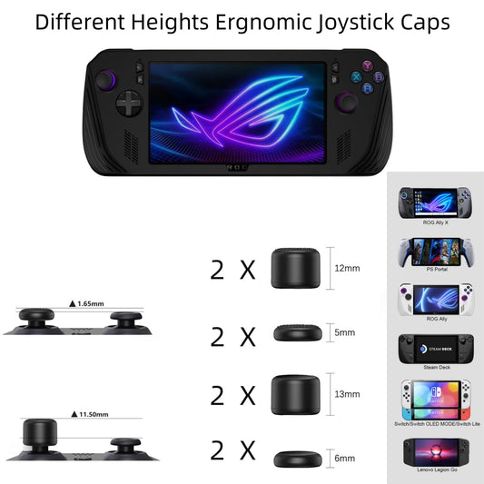 TGDPLUE Thumb Grip Caps for Lenovo Legion Go/Rog Ally X/PS5 Portal - Black Joystick Protectors