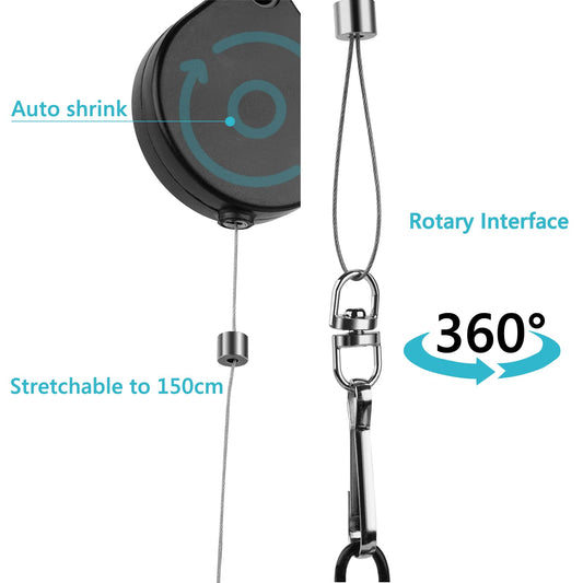 GEEKRIA VR Cable Management Pulley System - 6 Packs, Drill-Free, Compatible with Meta Q2/Q3/PSVR 2/HTC Vive, Black, Model SMPJ168-