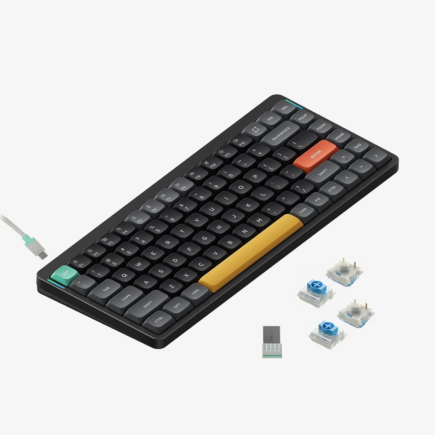 nuphy Air75 V2 Portable 75% Mechanical Keyboard Wireless Keyboard Supports Bluetooth/2.4G/USB-C RGB Bluetooth Keyboards Compatible with Windows/Mac OS/Linux Systems-Gateron Blue Switch