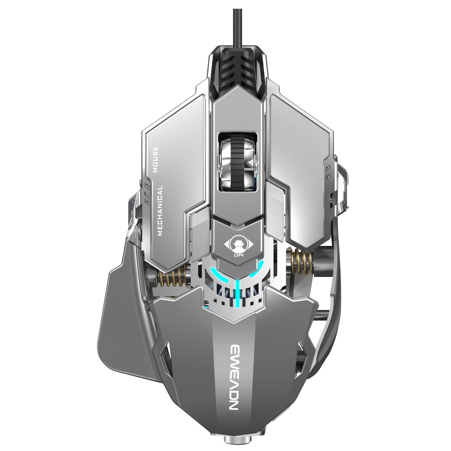 SEUNKWANG EWEADN G5 Wired Gaming Mouse Ergonomic RGB Computer Mouse 12800 Adjustable DPI 9 Programmable Macro Buttons with Rapid Fire Key Compatible for PC/Laptop/Windows-Grey&White