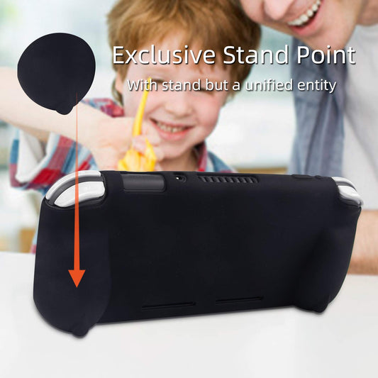 CHIN FAI Silicone Protective Case for Nintendo Switch Lite - Soft Grip, Ergonomic Handles, Black, Includes 4 Thumb Stick Caps