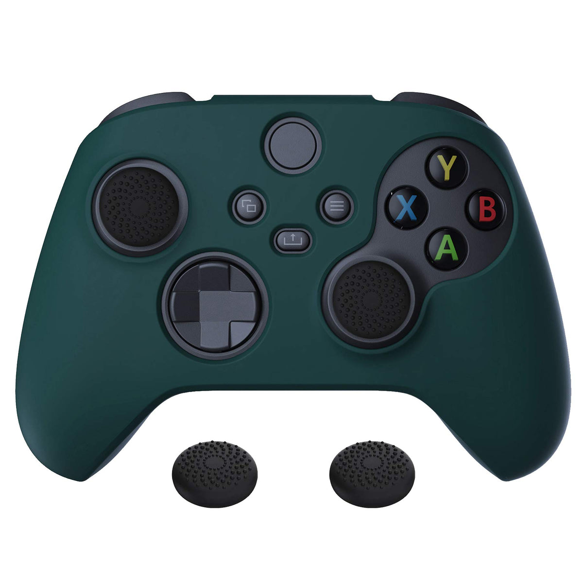 PlayVital Racing Green Pure Series Anti-Slip Silicone Cover Skin for Xbox Series X Controller Soft Rubber Case Protector for Xbox Core Wireless Controller with Black Thumb Grip Caps