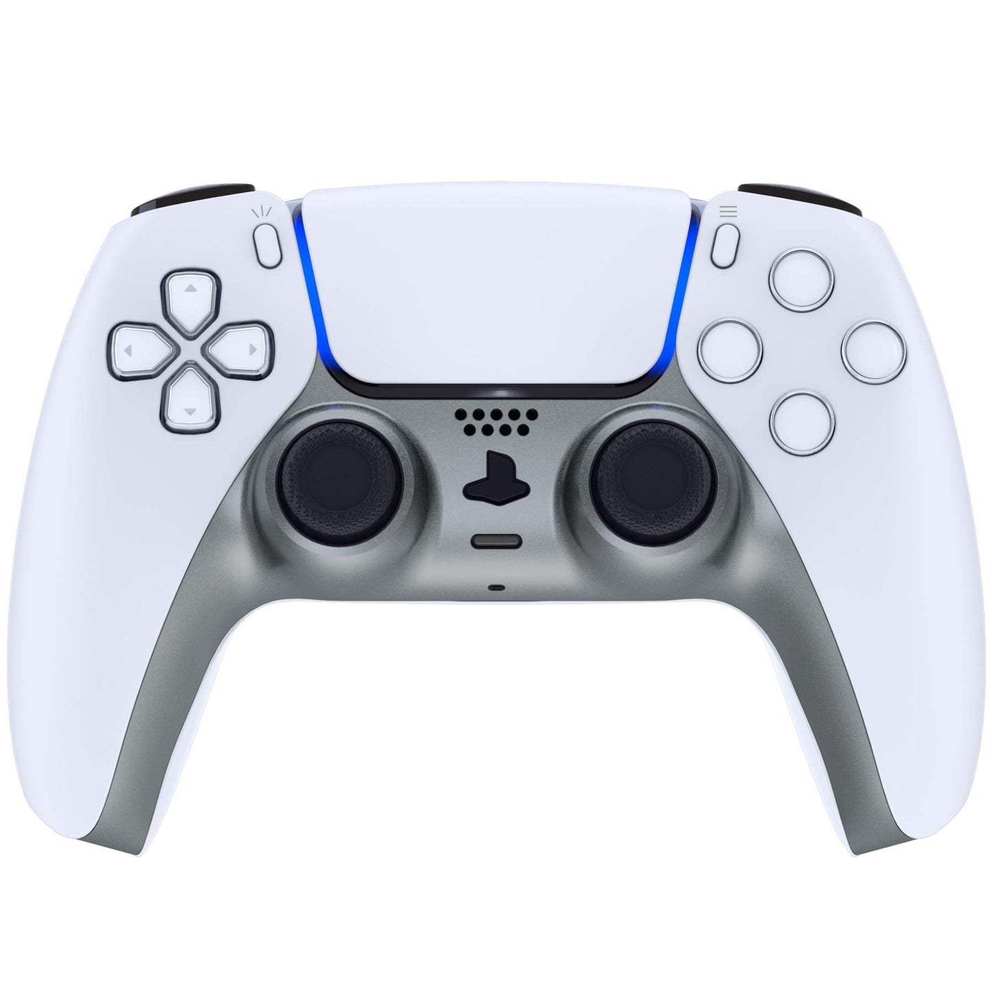 eXtremeRate Metallic Steel Gray Decorative Trim Shell Compatible with p s 5 Controller DIY Replacement Clip Shell Custom Plates Cover Compatible with p s 5 Controller with Accent Rings