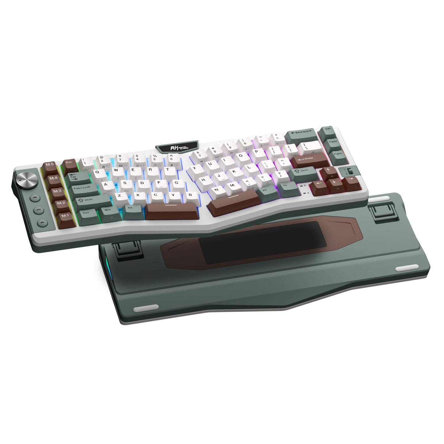 RK ROYAL KLUDGE A72 Alice Ergonomic Wireless Mechanical Keyboard w/Knob/Macro Keys/Touchable Nameplate Tri-Mode 68% 72-Key Gasket Keyboard BT/2.4G/USB-C Hot Swap Win/Mac Software 7500mAh Battery