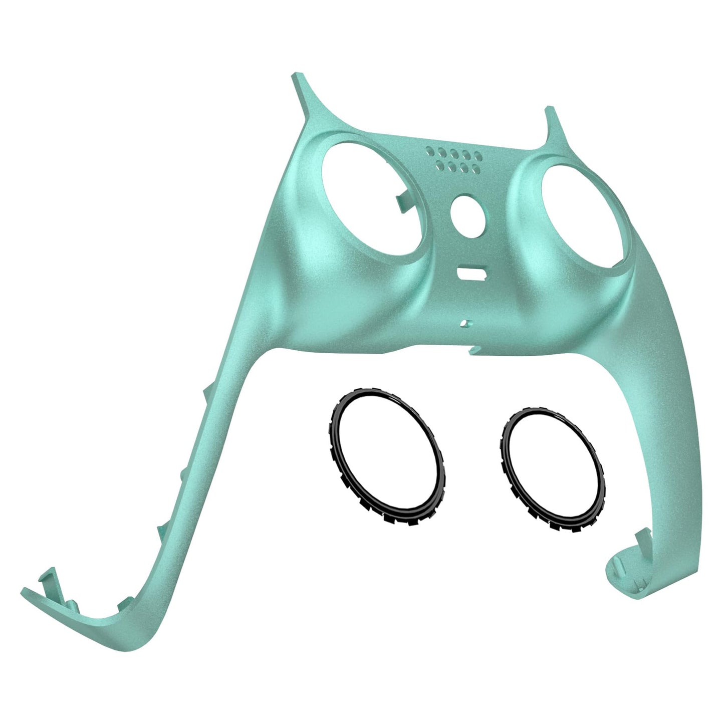 eXtremeRate Metallic Vista Green Decorative Trim Shell Compatible with p s 5 Controller DIY Replacement Clip Shell Custom Plates Cover Compatible with p s 5 Controller with Accent Rings