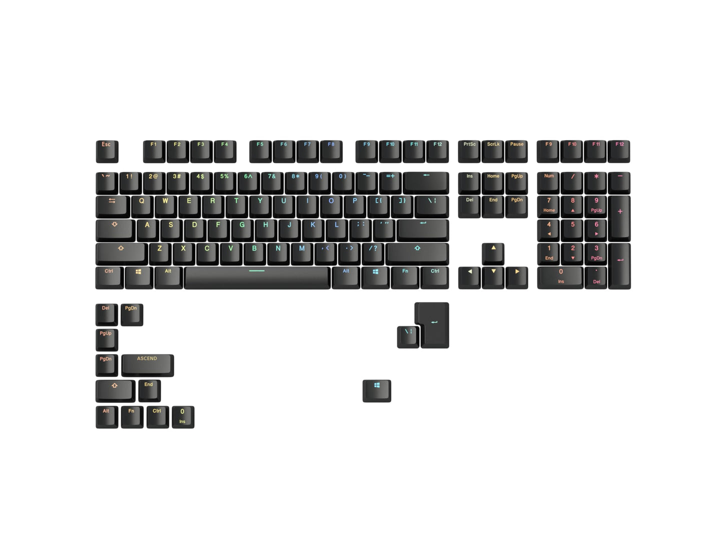Glorious Gaming ABS Doubleshot 123-Keycap Set (ANSI) - Premium OEM Profile in Classic Black - Ideal for RGB Backlit Mechanical Keyboards