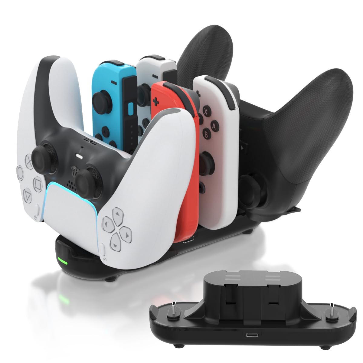 Switch Controller Charger for Nintendo Joy con Charging Switch Charging Dock 6 in 1 Switch Controllers Charge Dock Station Compatible Nintendo Switch/Pro Controller with Charger Cable & Indicator