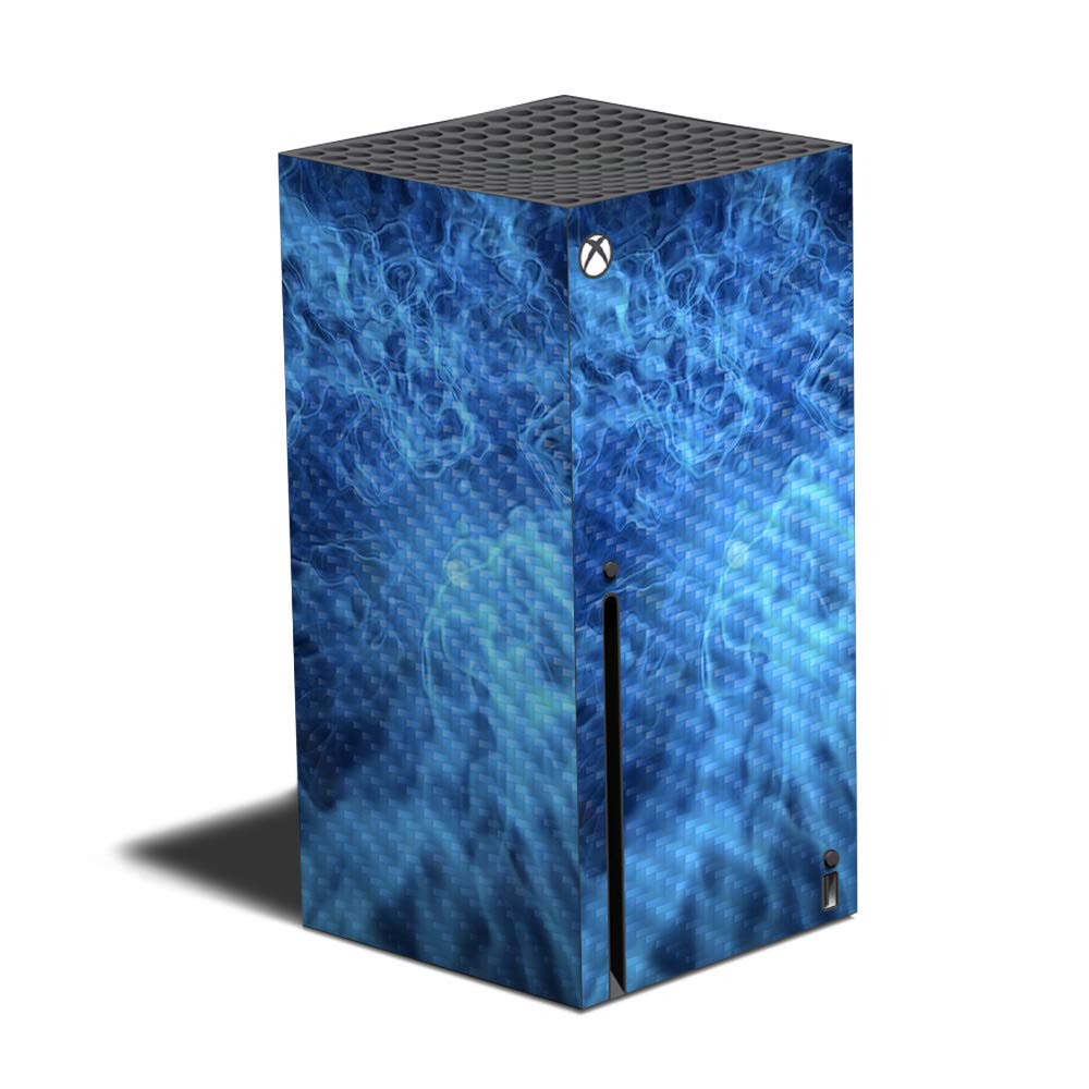 MightySkins Carbon Fiber Skin Compatible with Xbox Series X - Blue Mystic Flames | Protective Durable Textured Carbon Fiber Finish | Easy to Apply | Made in The USA