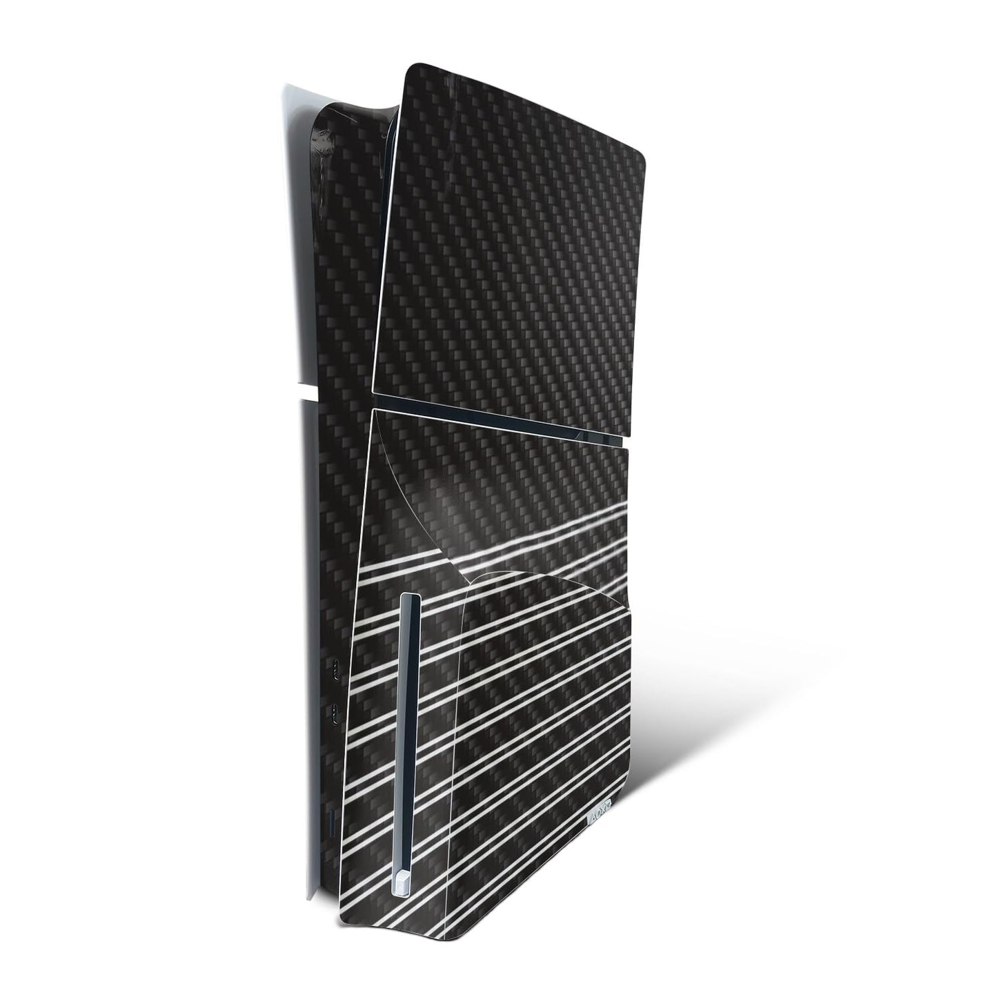 MightySkins Carbon Fiber Skin for PS5 Playstation 5 Slim Disc Edition Console Only - Pinstripe Protective Durable Textured Carbon Fiber Finish Easy to Apply Made in The USA