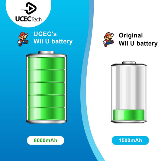 UCEC 8000mAh Rechargeable Battery Pack for Wii U Gamepad WUP-010/WUP-012