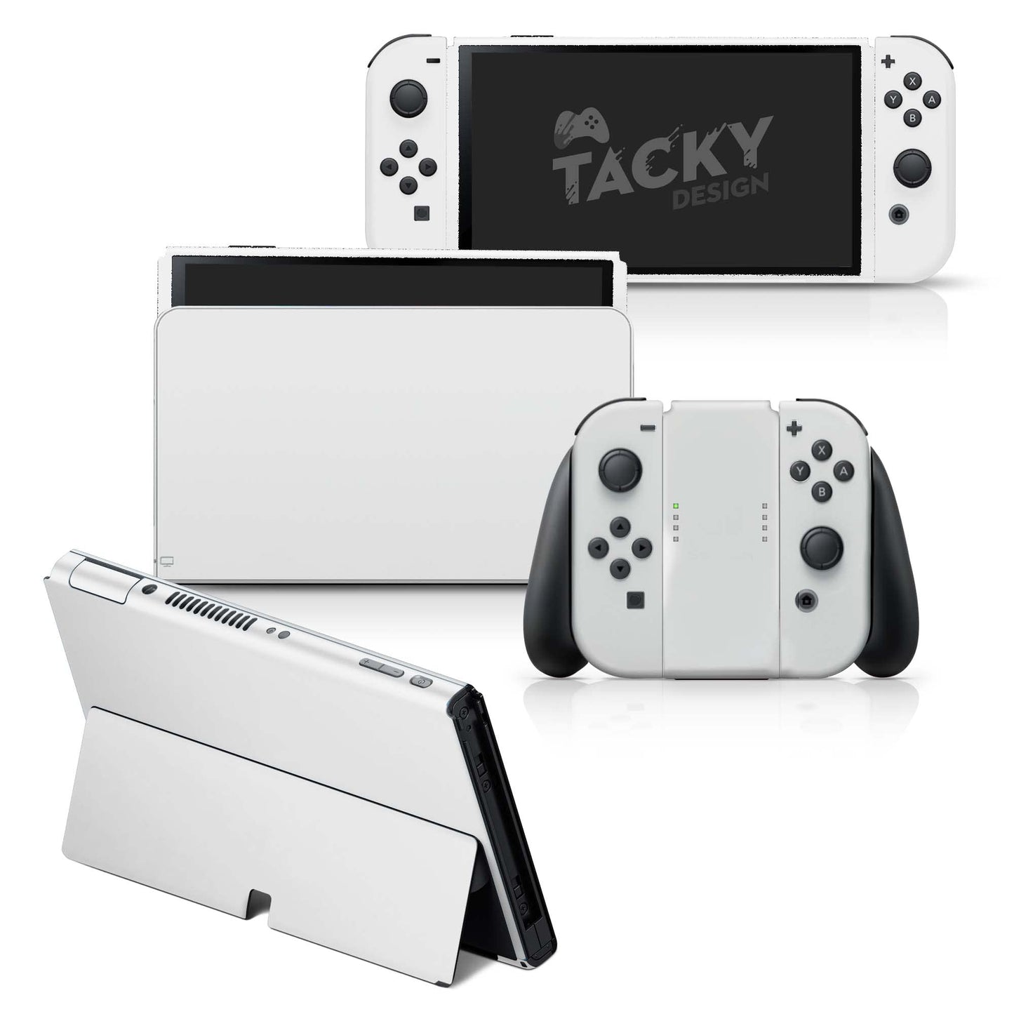 Tacky Design Classic Solid Color Skin Compatible with Nintendo Switch OLED Skin Wrap Cover Simple Color Skin for Nintendo Switch OLED Stickers Premium Vinyl 3M Full Wrap Decal (Pastel Gray)