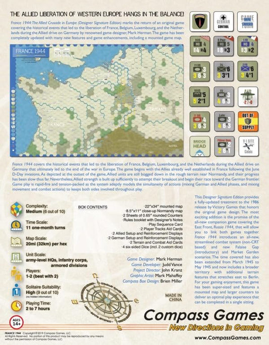 Compass Games France 1944 Board Game - Allied Crusade in Europe, Multicolor, Model CPS1066
