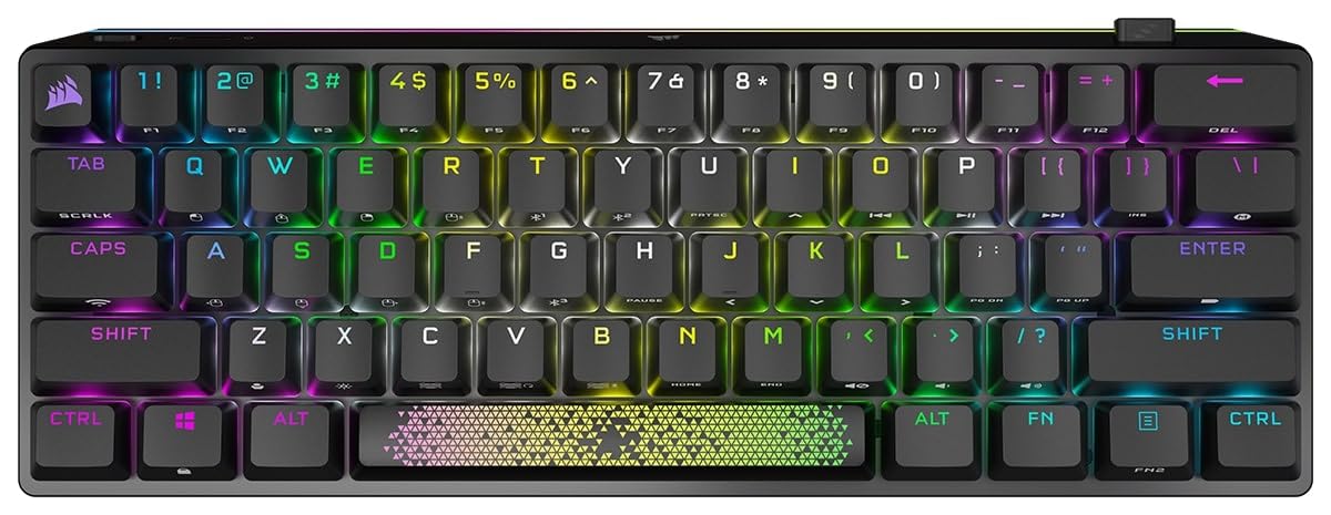 Corsair K70 PRO MINI WIRELESS RGB 60% Mechanical Gaming Keyboard (Fastest Sub-1ms Wireless Swappable CHERRY MX Red Keyswitches Aluminum Frame PBT Double-Shot Keycaps) QWERTY NA Layout - Black