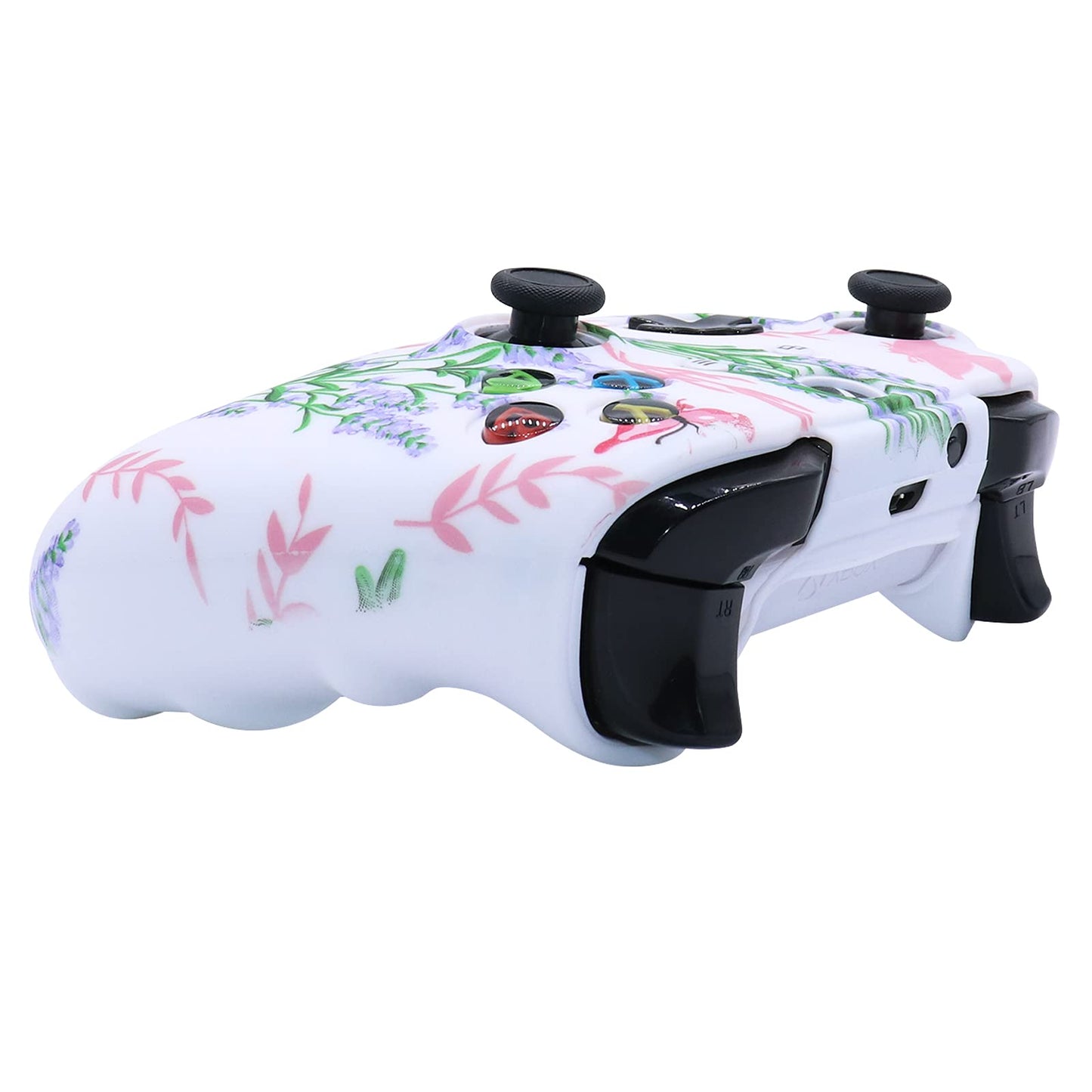 RALAN Xbox One Controller Skin - Pink Silicone Cover with Cat & Skull Caps, Pro Thumb Grips, Blue Butterfly Design