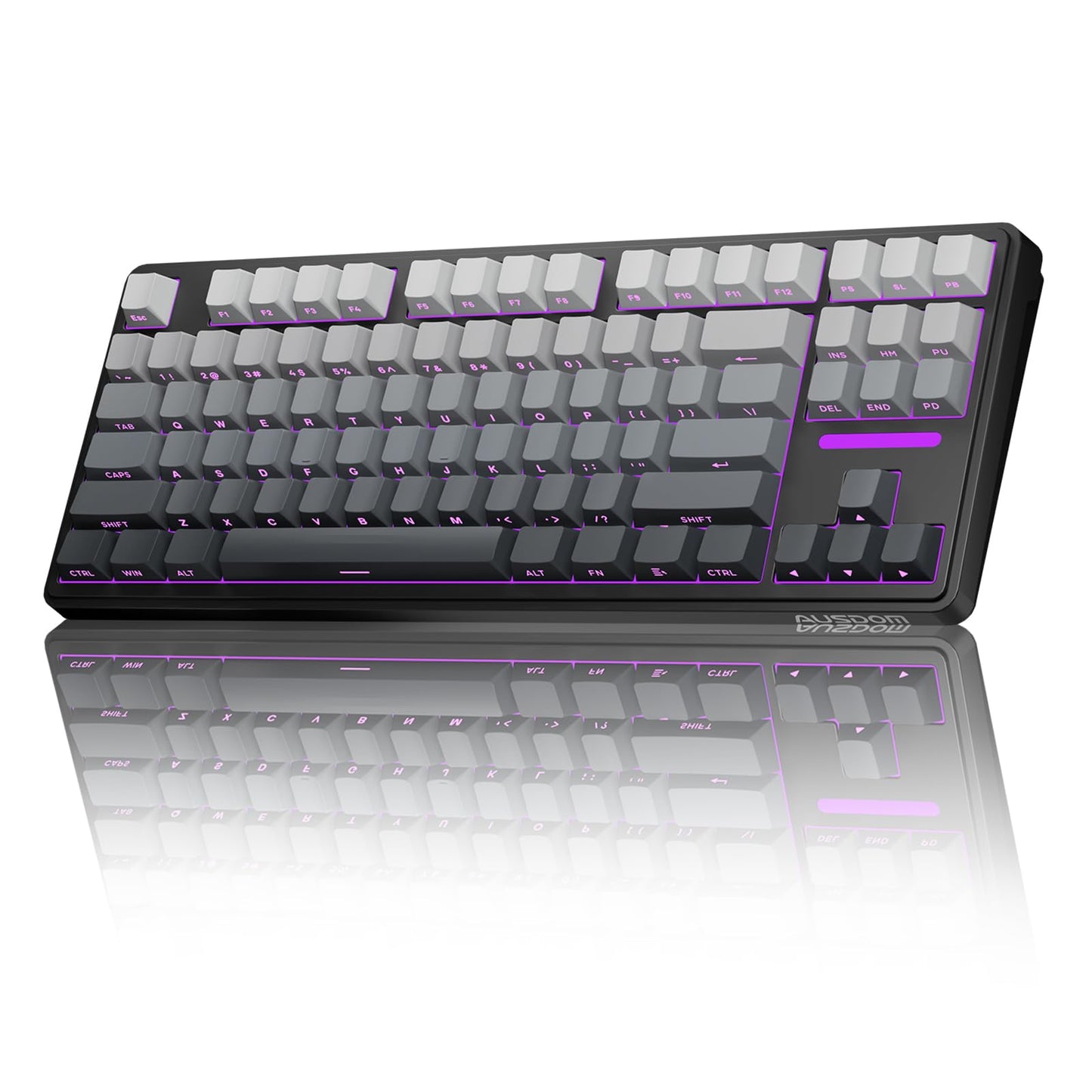 AUSDOM H87 Wireless Mechanical Keyboard 10000mAh Battery Gasket Hot Swappable Custom Keyboard with RGB Backlit Side Printed PBT Keycaps Tri-Mode BT5.3/2.4GHz/USB-C Gaming Keyboards Black Grey