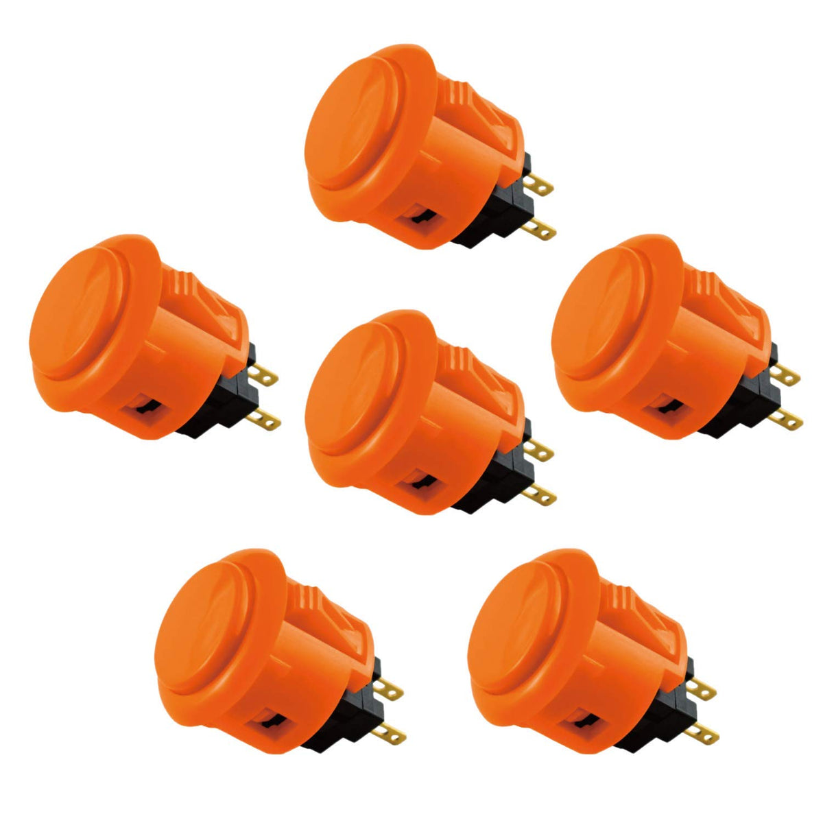 Sanwa 6 pcs OBSF-24 Original Push Button 24mm - for Arcade Jamma Video Game & Arcade Joystick Games Console (Orange) SatNWA
