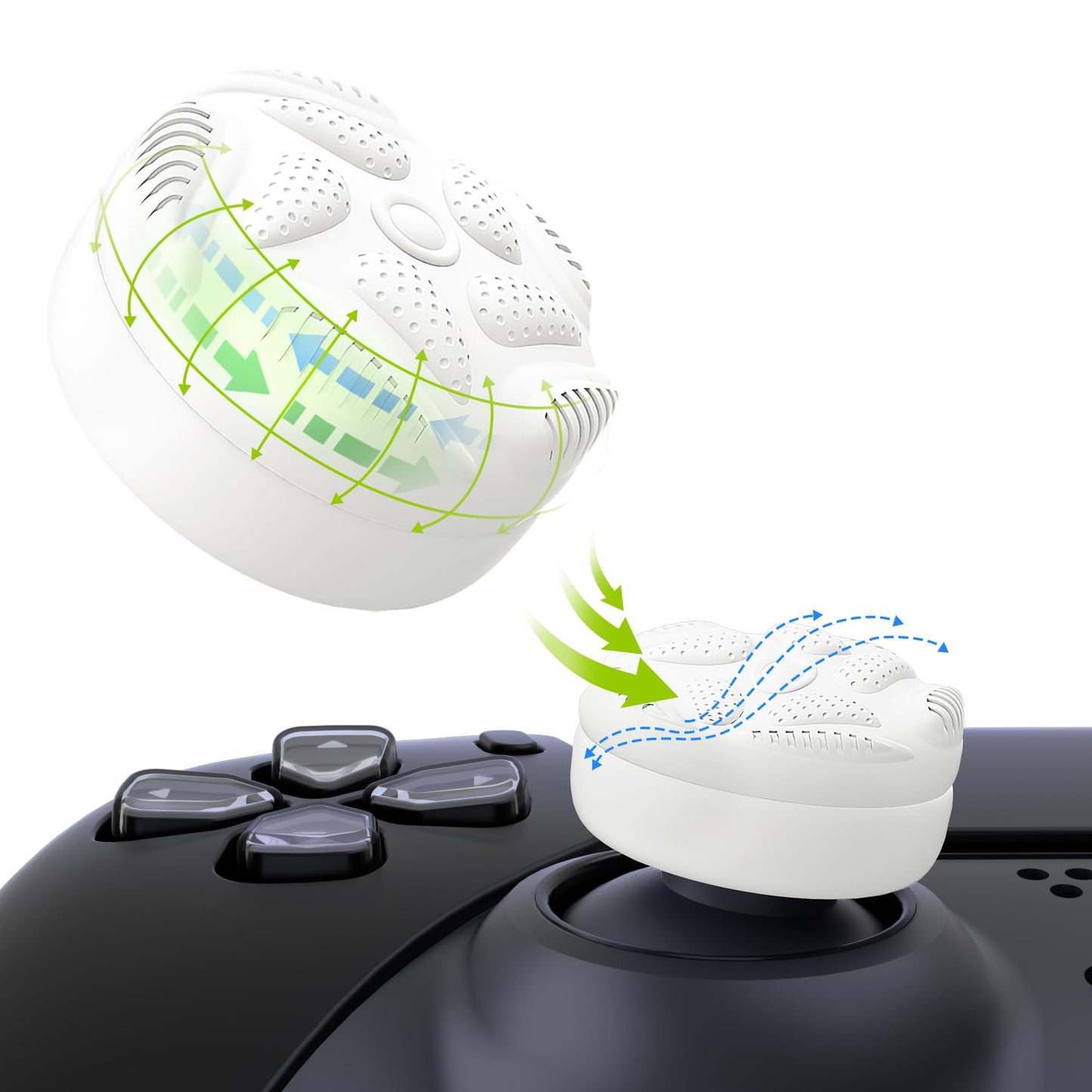 PlayVital Thumbs Cushion Caps Thumb Grips for ps5/4 Thumbstick Grip Cover for Xbox Series X/S Thumb Grip Caps for Xbox One Elite Series 2 for Switch Pro Controller - Raindrop Texture Design White