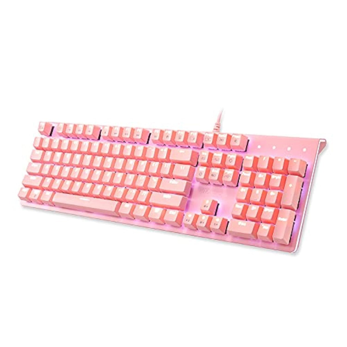 i-rocks K75M Mechanical Keyboard - 104 Keys - with Cherry MX Brown Switches PBT Keycaps Backlit LED Light and Shortcut Keys - Programmable Light & Macro Recorder (Pink)