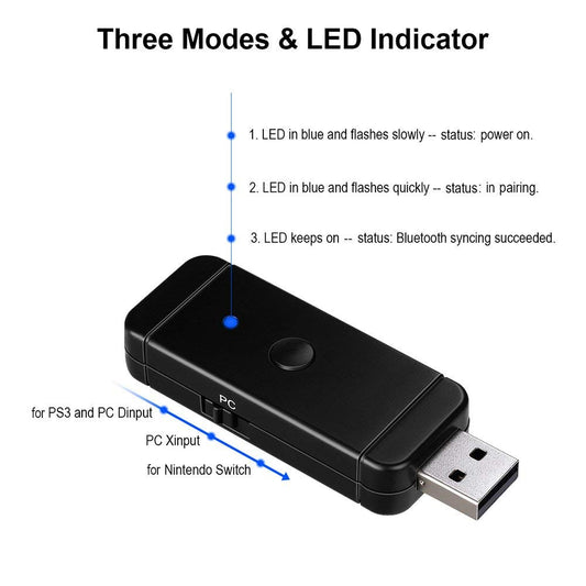 NEXiLUX USB Multi System Controller Adapter for PC, PS3, Switch - Black