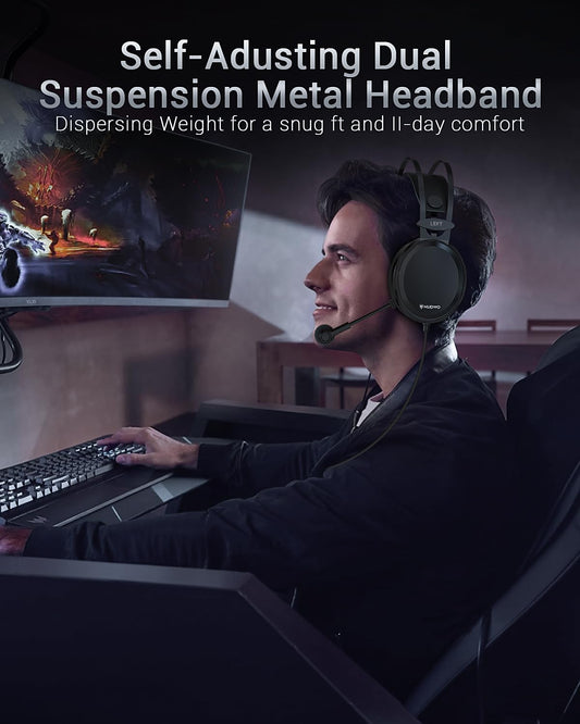 NUBWO N7 Gaming Headset - Wired Stereo Headphones for PS4/Xbox One/PC - Noise Cancelling Mic, 3.5mm, Black