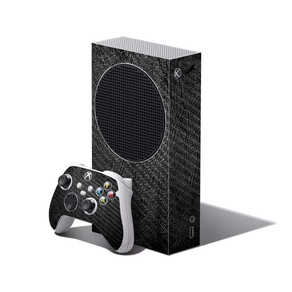 MightySkins Carbon Fiber Skin Compatible with Xbox Series S Bundle - Black Leather | Protective Durable Textured Carbon Fiber Finish | Easy to Apply | Made in The USA