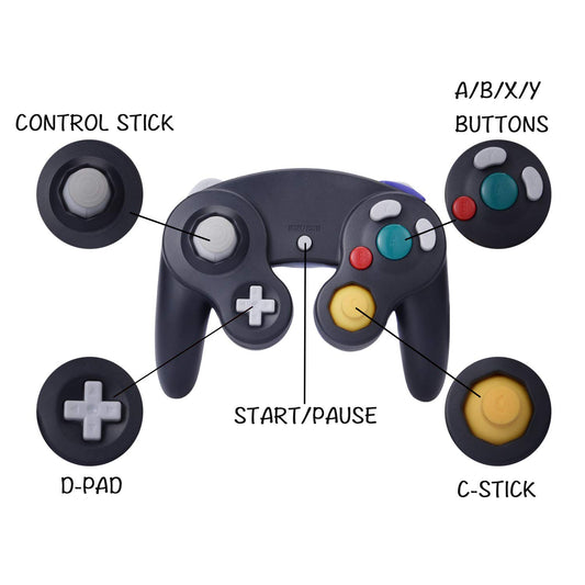 ONE250 Classic Shock Wired Controller 2 Pack for Wii GameCube, Black & Purple, Model 2500174