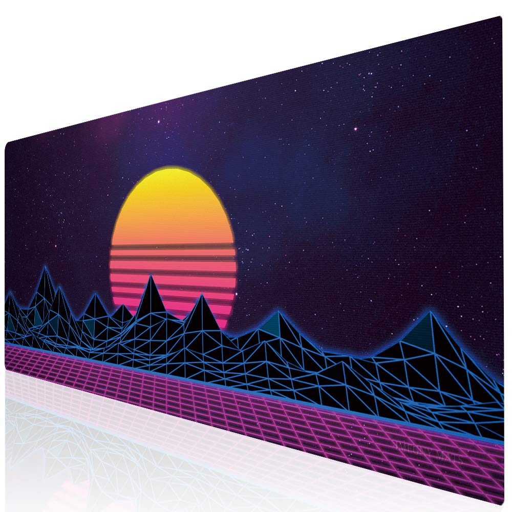 Imegny Large Gaming Mouse Pad Extended XXL Desk Pad & Non-Slip Rubber Mat for Mice and Keyboard with Stitched Edges (90x40 zisesun011)