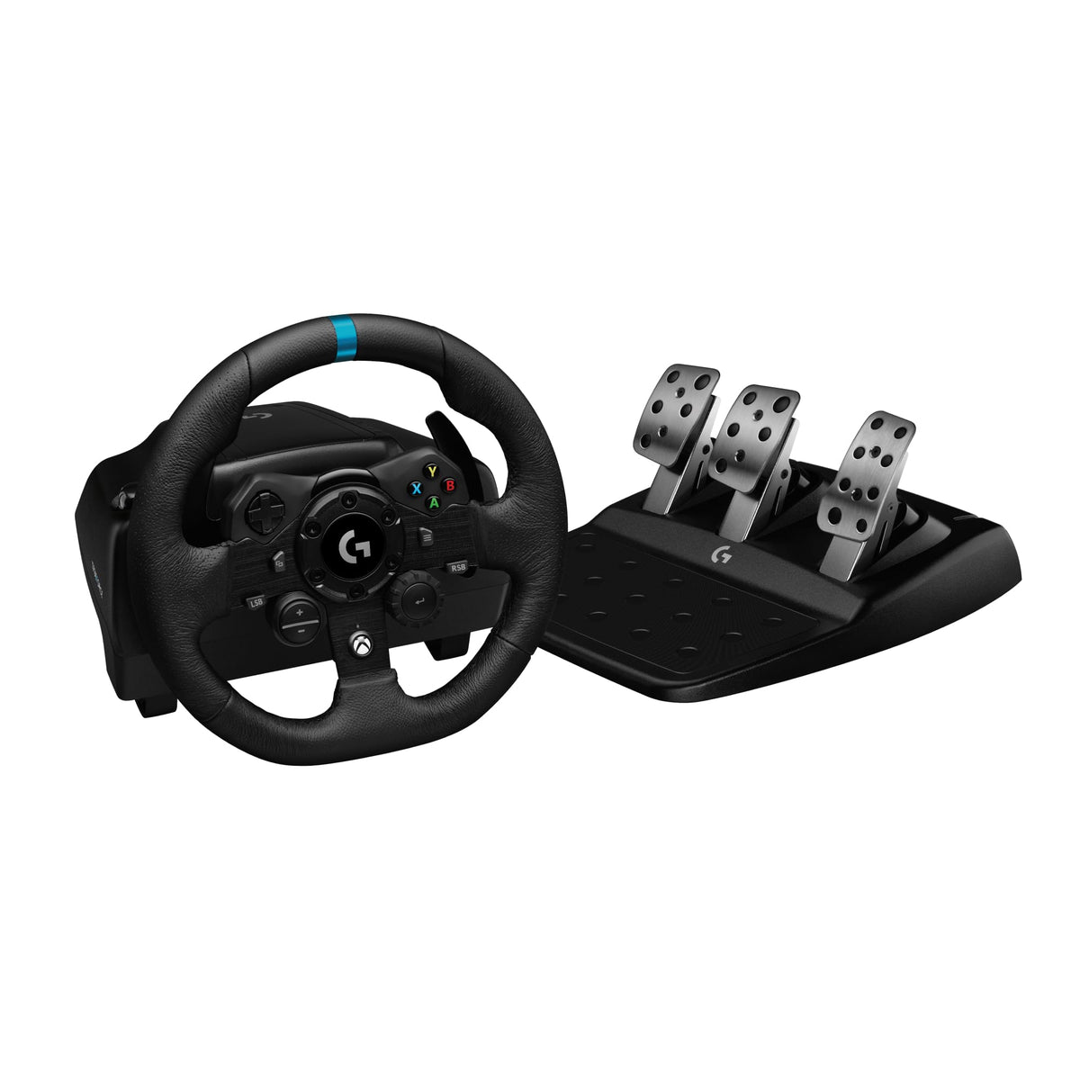 Logitech G923 Racing Wheel and Pedals for Xbox Series X|S Xbox One and PC featuring TRUEFORCE up to 1000 Hz Force Feedback Responsive Pedal Dual Clutch Launch Control and Genuine Leather Wheel Cover