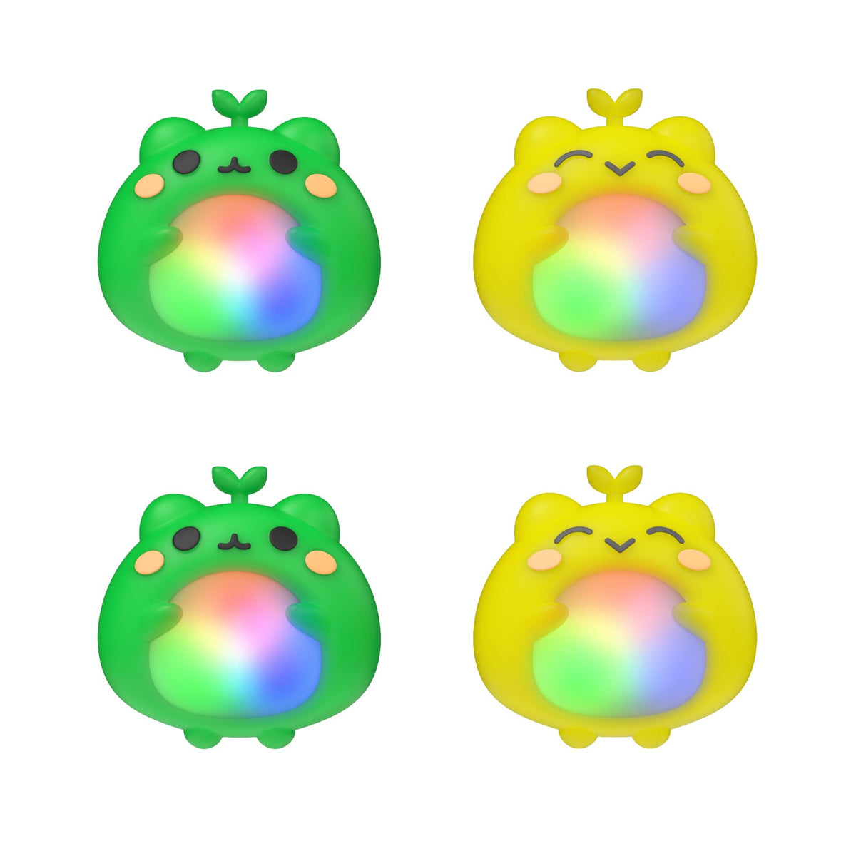 PlayVital Cute Universal Illuminated LED Thumbstick Grips for ps5 for ps4 Thumb Grip Caps for Xbox Series X/S for Xbox One Switch Pro Enhanced Comfort Joystick Protection - Frog Green & Yellow