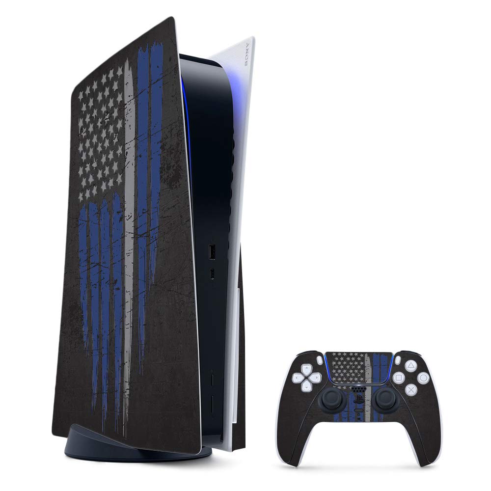 MightySkins Gaming Skin for PS5 / PlayStation 5 Bundle - Thin White Line | Protective Viny wrap | Easy to Apply and Change Style | Made in The USA