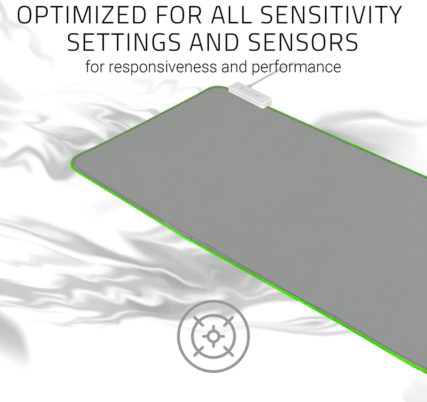 Razer Goliathus Extended Chroma Mouse Mat, Micro-Textured Cloth, 11.6x36.2in, Mercury White, Model RZ02-02500314-R3