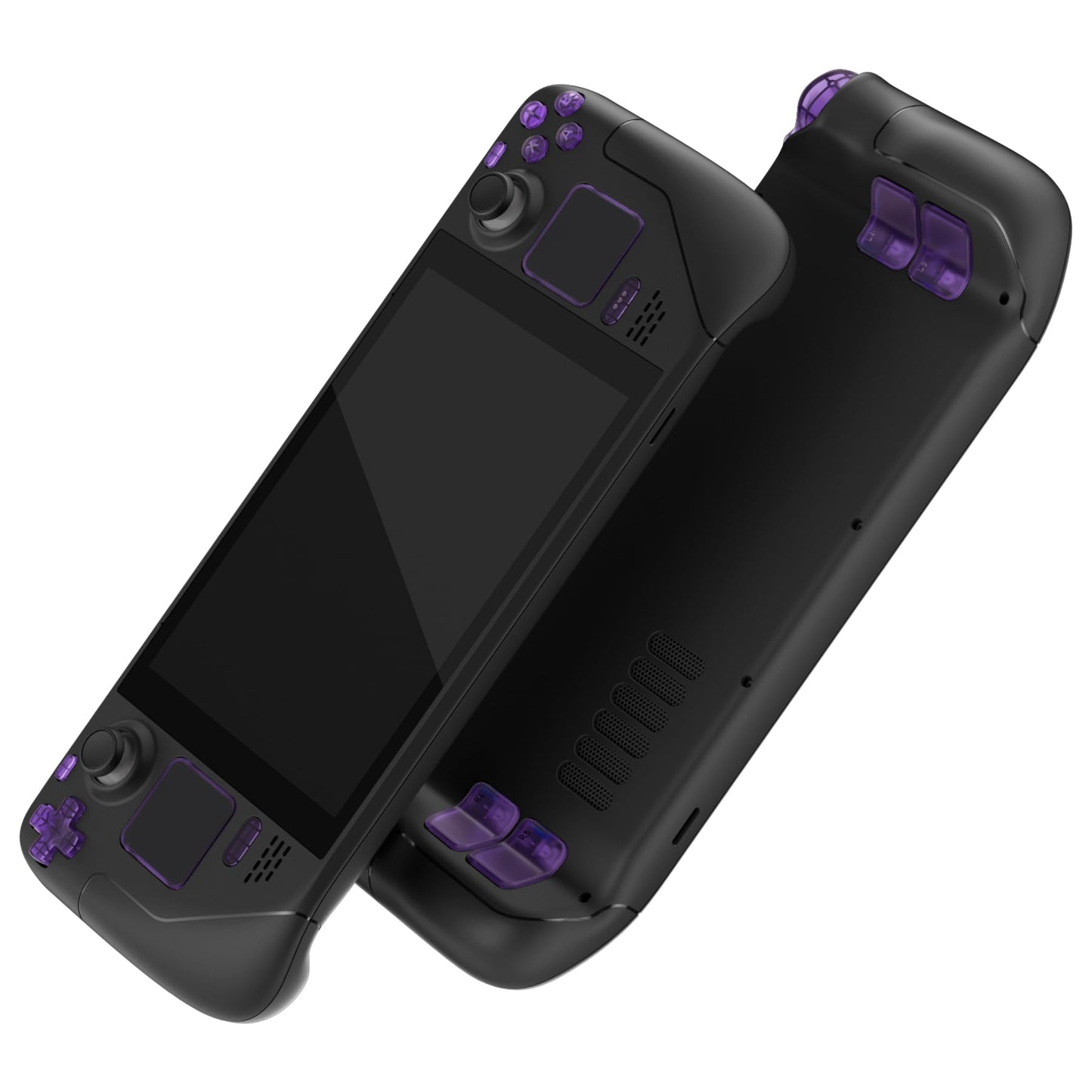 eXtremeRate Clear Atomic Purple Replacement Full Set Buttons for Steam Deck DIY Custom ABXY D-pad Trackpad Bumpers Triggers Buttons for Steam Deck LCD Handheld Console - Console NOT Included