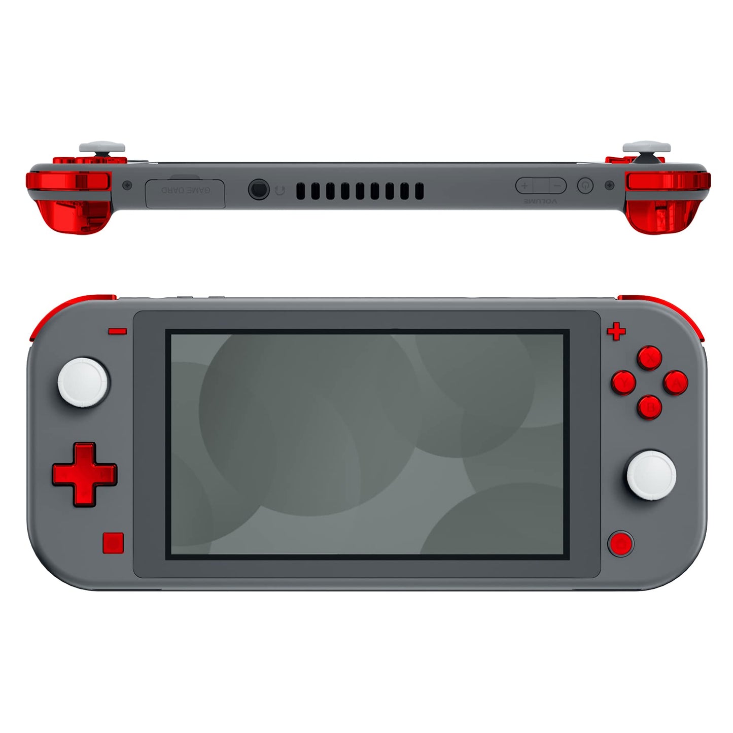 eXtremeRate Chrome Red Glossy Replacement ABXY Home Capture Plus Minus Keys Dpad L R ZL ZR Trigger for Nintendo Switch Lite Full Set Buttons Repair Kits with Tools for Nintendo Switch Lite