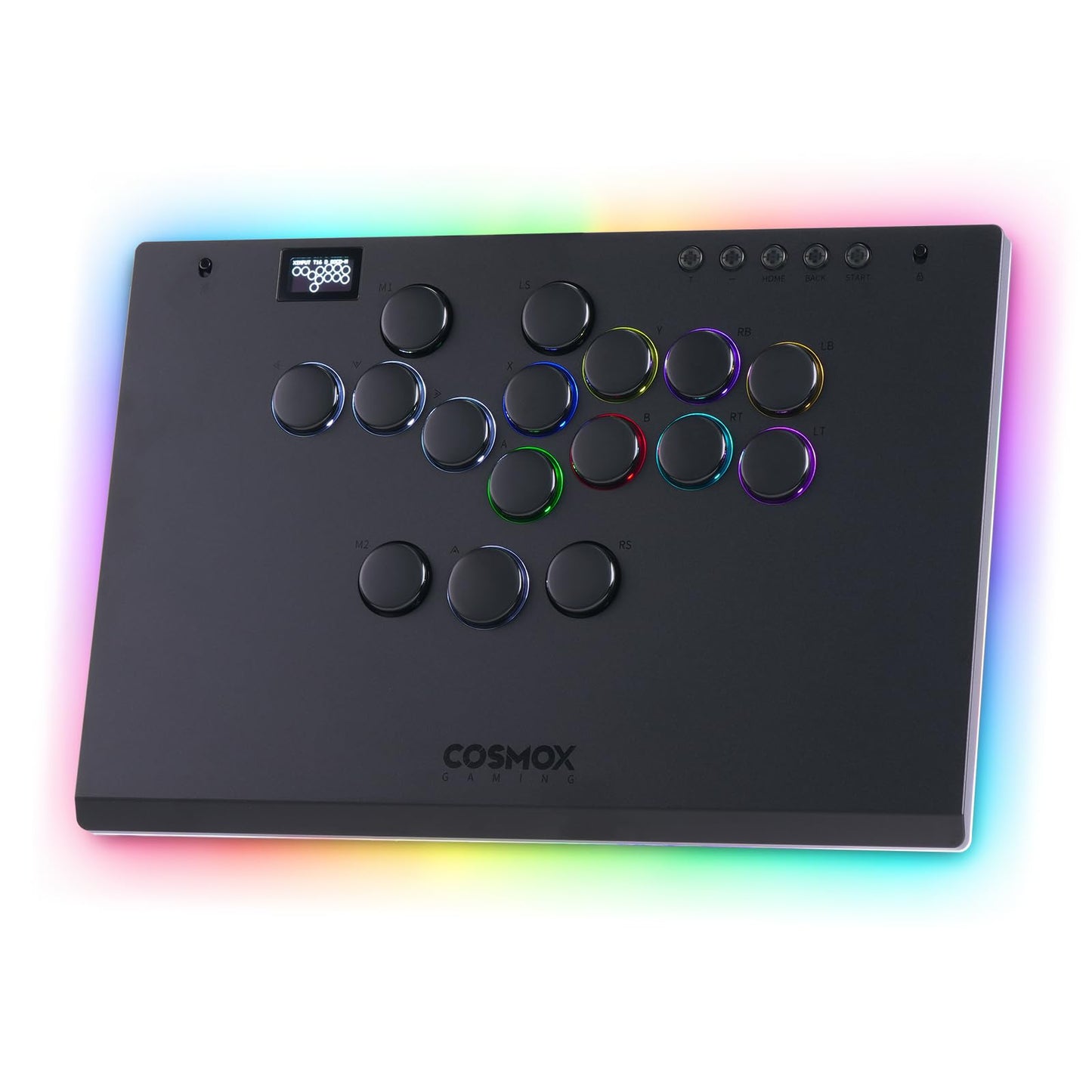 Haute42 Leverless Controller for Arcade Gaming: M Ultra Large & Slim Aluminum Alloy Template - 16 Key stone Low-profile Switches - Custom RGB & Ambient Backlight Leverless Controller for PC/PS4/PS3/Switch/Xbox