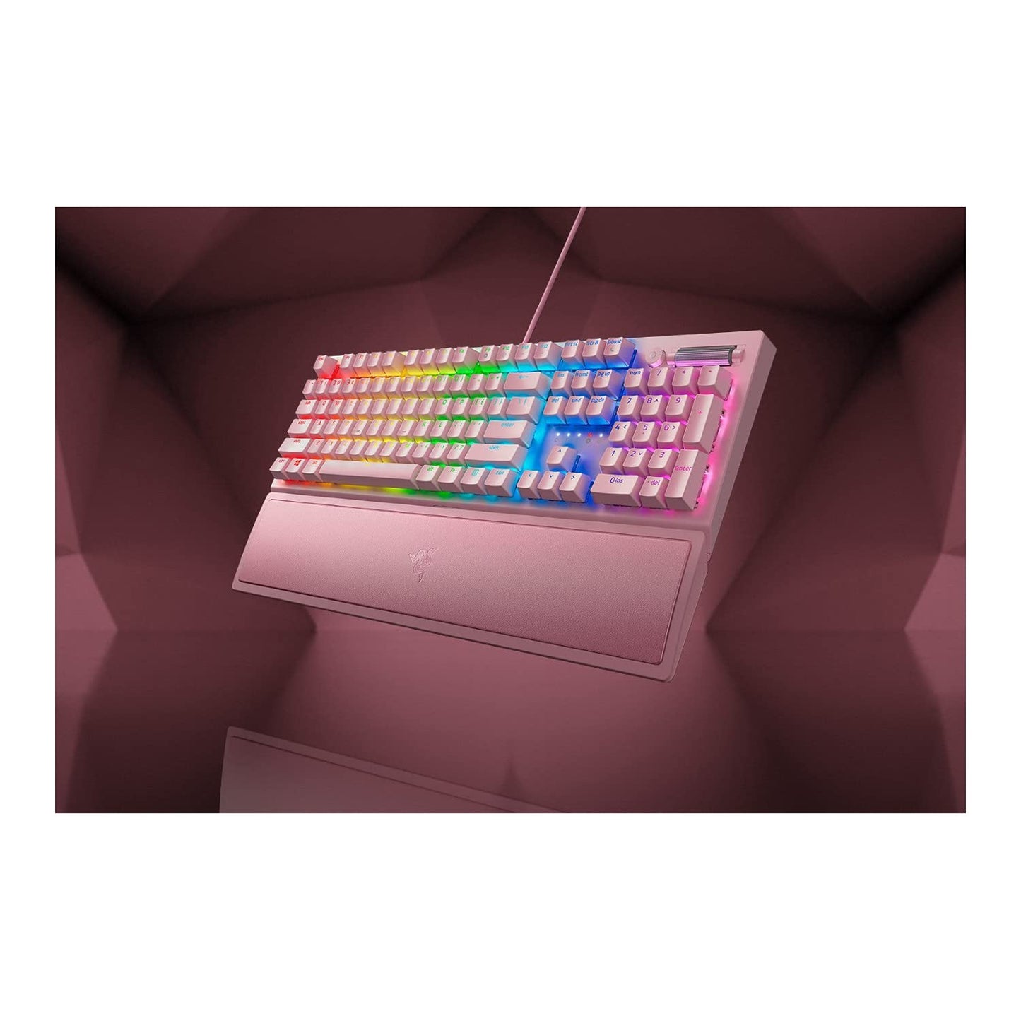 Razer BlackWidow V3 Gaming Keyboard - Mechanical Green Switch, RGB Lighting, Quartz Pink (Renewed)