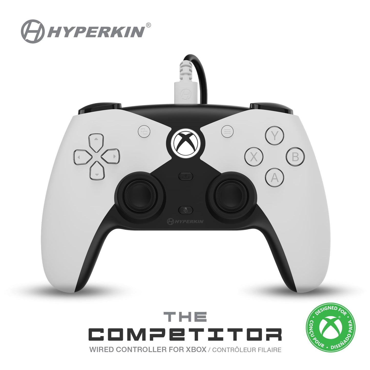 Hyperkin The Competitor Wired Controller for Xbox Series X|S Xbox One & PC with Hall Effect Joysticks & Impulse Triggers; Symmetrical Layout & Precision D-Pad as Christmas Gifts for Gamers - Officially Licensed Xbox - White